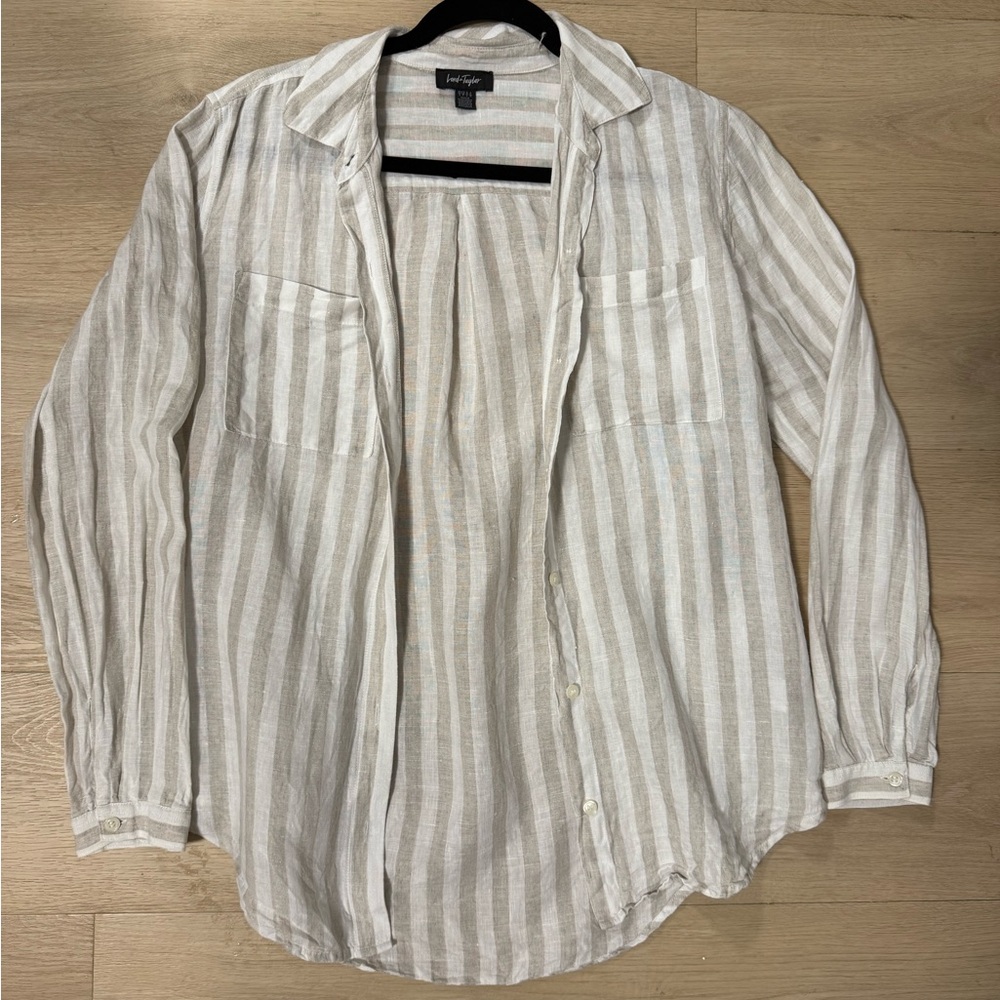 Lord & Taylor - Linen Striped Button-Up Shirt